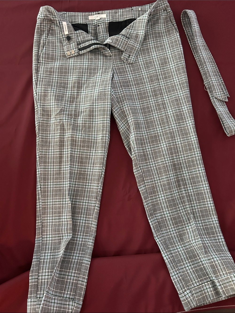 LOFT The Devin slim pants women’s Plaid Dress cuffed ankle